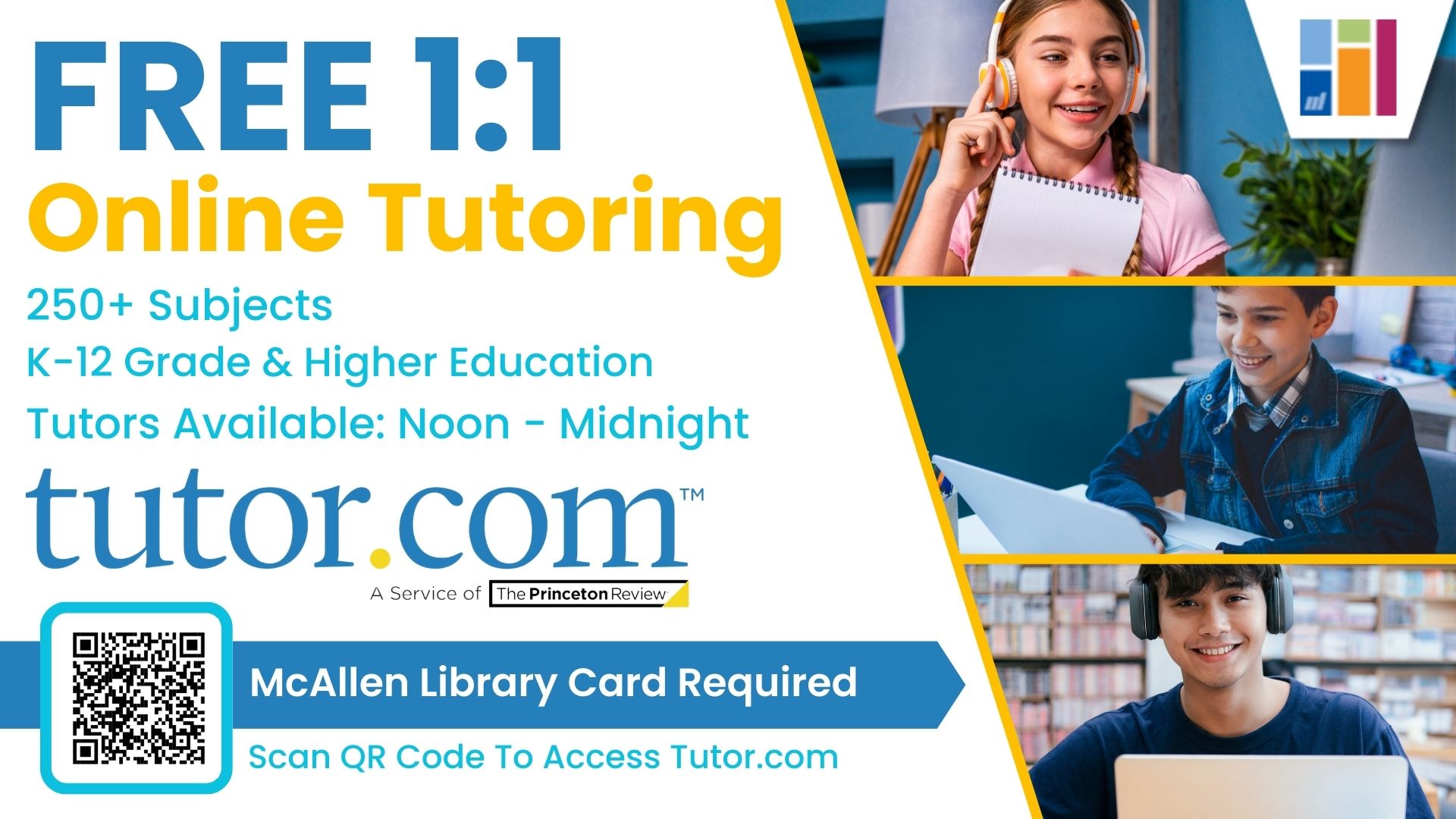 Free online tutoring with your Library Card.